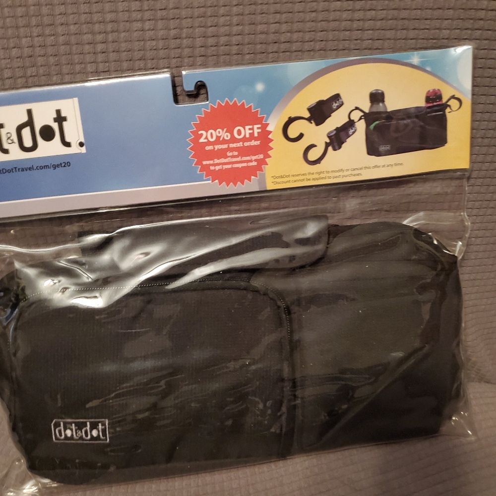 Universal Stroller caddy with baby bag clips